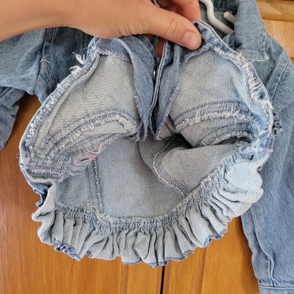Skechers Blue Jean Jacket with Heart Floral Embroidery, Size 2T - Picture 6 of 7